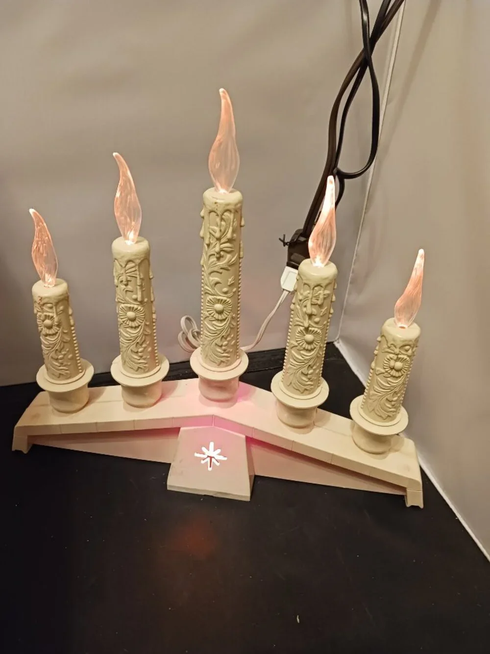 Vintage Empire 5 Candelabra Flat Flames Christmas Light Decor